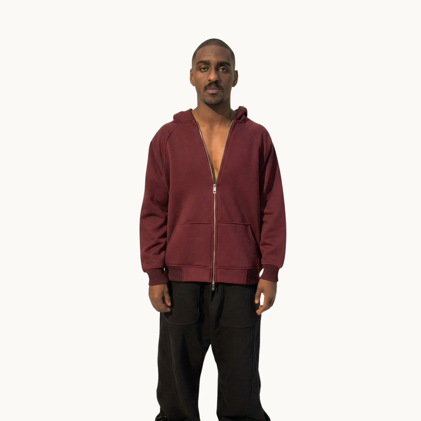 Sakroski J-01 Dual Zip Hoodie — Burgundy