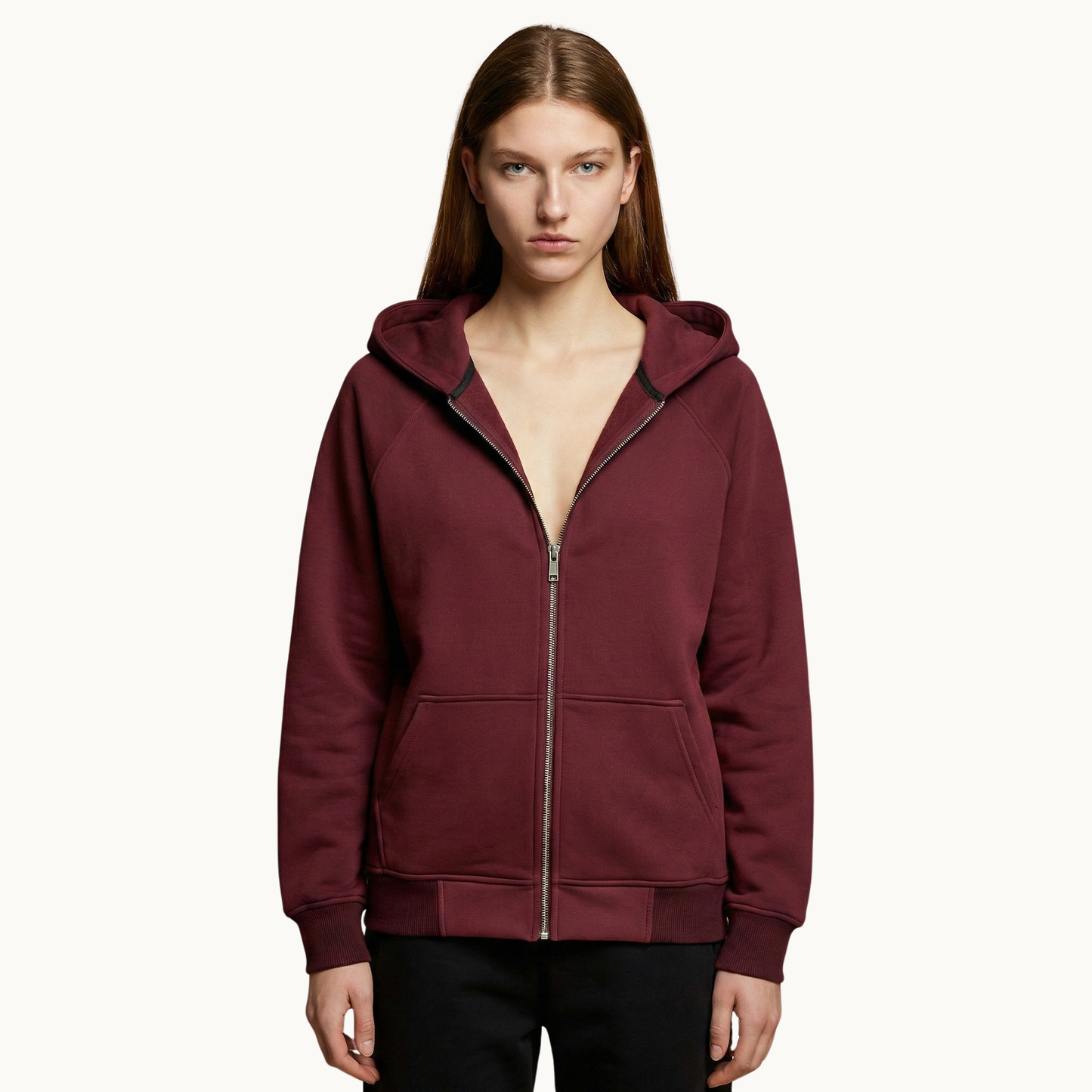 Sakroski J-01 Dual Zip Hoodie — Burgundy