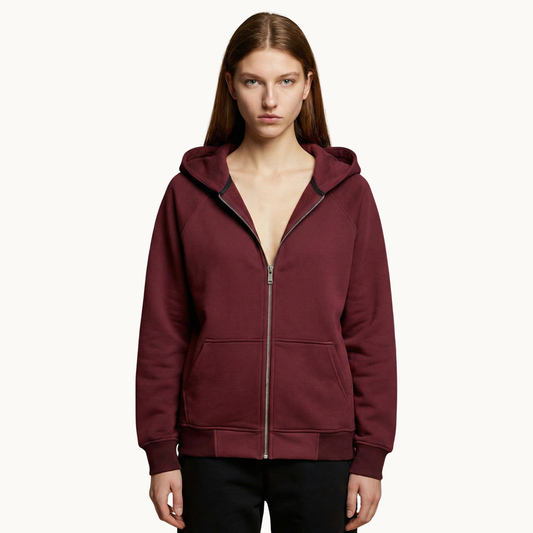 Sakroski J-01 Dual Zip Hoodie — Burgundy